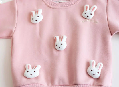 Children's Sweatshirt Spring and Autumn Three-dimensional Rabbit Girl Kids Versatile Cute Cartoon Top Pullover Baby Clothing