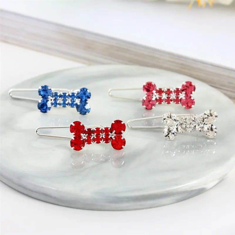 Bling Pearl Dog Collar Small and Medium Dogs Crown Hair Clips Puppy Accessories Doggy Heart and Bone Necklace Pet Supplies