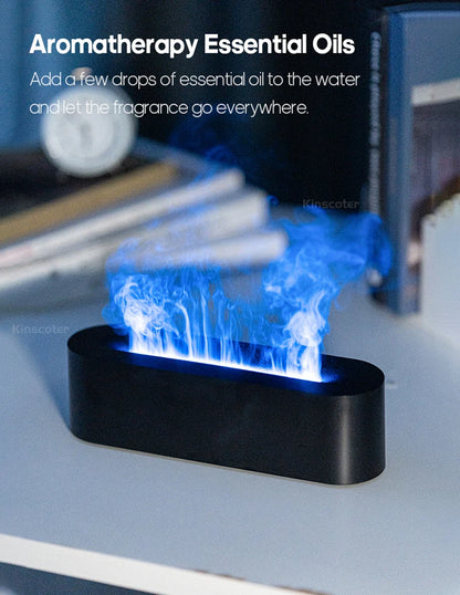 Simulated Flame Aromatherapy Diffuser USB Air Humidifier Desktop Purifier Supports Essential Oil Aroma Cool Mist Difusor