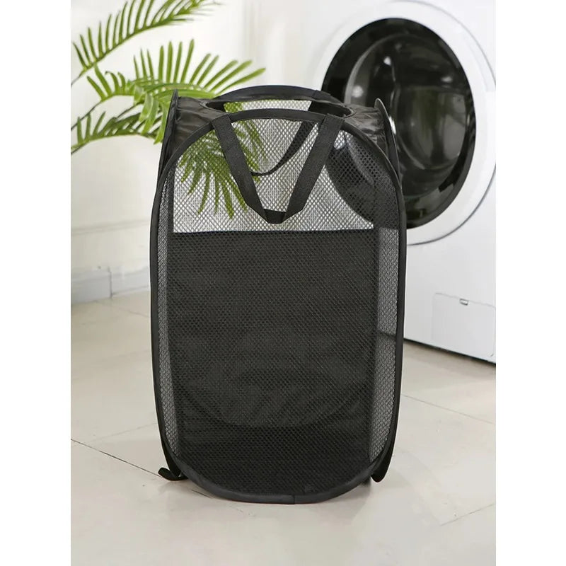 Large Capacity Foldable Dirty Clothes Basket Mesh Bathroom Storage Bucket Portable Organizer for Laundry