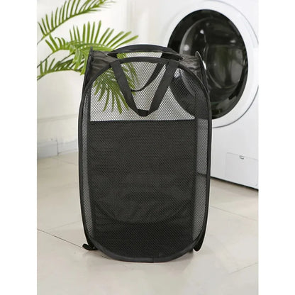 Large Capacity Foldable Dirty Clothes Basket Mesh Bathroom Storage Bucket Portable Organizer for Laundry