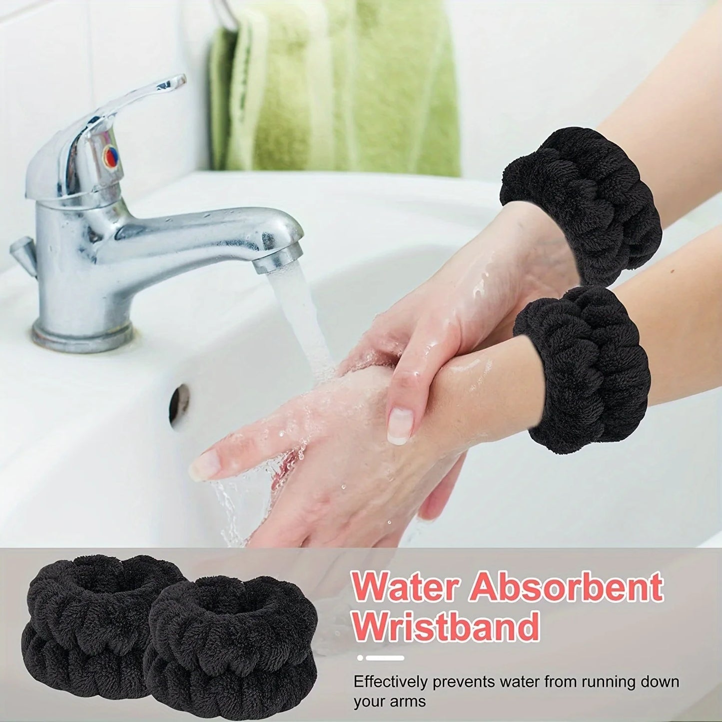 5PCS Spa Headbands and Bracelets, Including Hairpins, Face Wash and Skincare Headbands, Waterproof Makeup Headbands