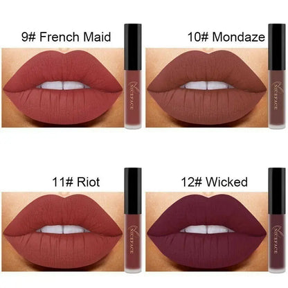 NICEFACE Nude Matte Liquid Lipsticks Waterproof Long Lasting Lip Gloss Sexy Red Velvet Lip Tint Women Makeup Cosmetics Batom