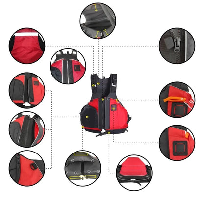 Jet Ski Life Vest for Men, Open-Sided, PFD Kayak Life Jacket, Survival Buoyancy Aids for Adults, 90 kg