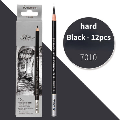 12pcs/box High Gloss Painting White Charcoal Pen Brown Comic Sketch Design Stroke Pen School Graffiti Art Supplies