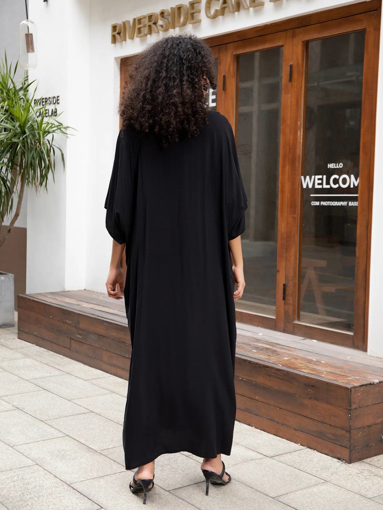 Swimsuit Cover Ups Embroidery V Neck Short Sleeve Swim Cover Up for Women Kaftan Dresses