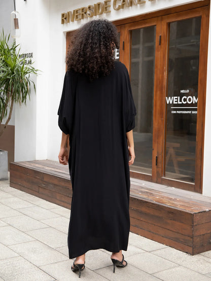 Swimsuit Cover Ups Embroidery V Neck Short Sleeve Swim Cover Up for Women Kaftan Dresses