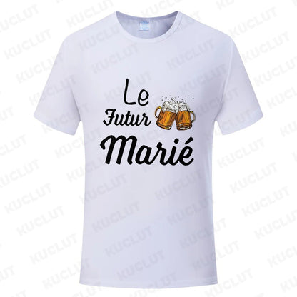 French Evg Team Married Tops Single Farewell Bachelor Party T Shirt Future Groom Man Tshirt Fashion Beer Graphic Wedding Tees