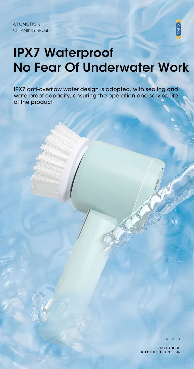2025 Cordless Electric Spin Scrubber - 5 Brush Heads, IPX7 Waterproof, Rechargeable Bathroom Cleaner for Tile/Shower/Grout