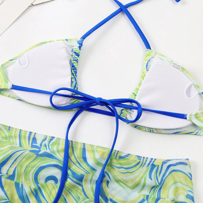 3 Pieces Bikini Set With Skirt  Tie Dye String Thong Bathing Suit Women Swimsuit Female  Swimwear Beach Wear Swim Lady Summer