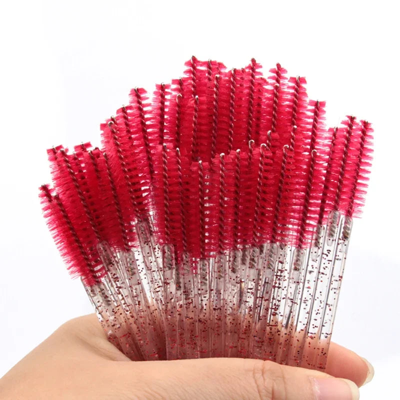 HOT 5/25/50pcs Mascara Wands Applicator Cosmetics Eyelash Brush Comb Crystal Eyelash Brushes Makeup Beauty Wholesale Eye Brush