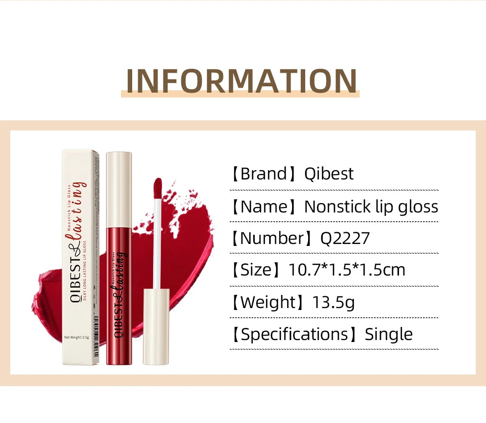 QIBEST Matte Liquid Lipstick Waterproof Long Lasting Lip Gloss Velvet Mate Nude Red Tint Tube Lipsticks Lipgloss Makeup Cosmetic