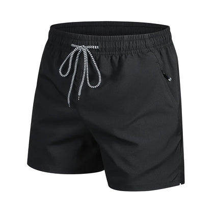 2025 New Summer Men's Beach Shorts Beach New Models Solid Color Fashion Leisure Comfortable Elastic Waist Double Pockets Cool