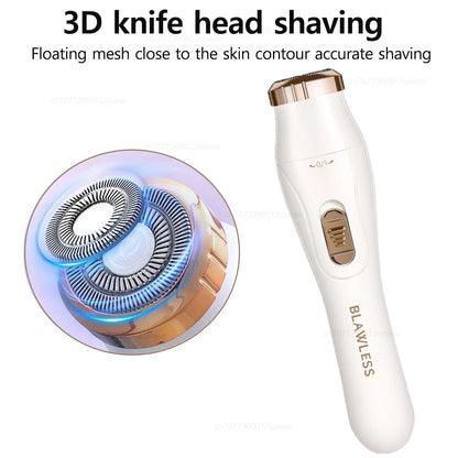 Women Electric Razors Painless Bikini Trimmer for Ladies Pubic Hair Detachable Head Electric Shaver for Women Electric Epilator