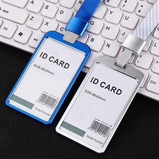 Credit Card Cover Women Aluminum Alloy Work Name Card Holders Case Business Work Card ID Badge Lanyard Holder Metal Bags