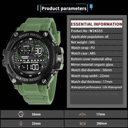 MAYZHISU Sports Electronic Watch for Man Student Teens Outdoor Waterproof Men's Sports Watches LED Digital Clock