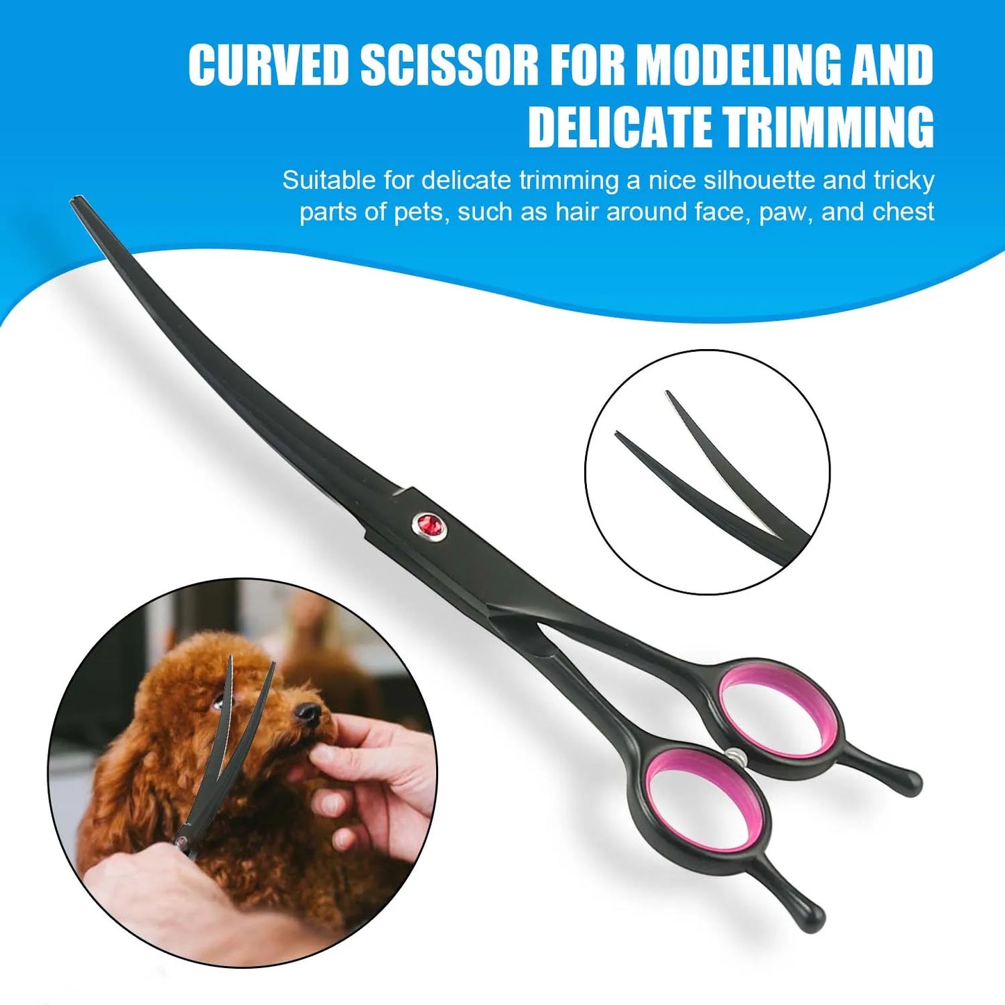Pet Grooming Scissors Dog Hair Tool Set Professional Trimming Scissors Bent Scissors Teddy Haircutting Scissors Pet Supplies