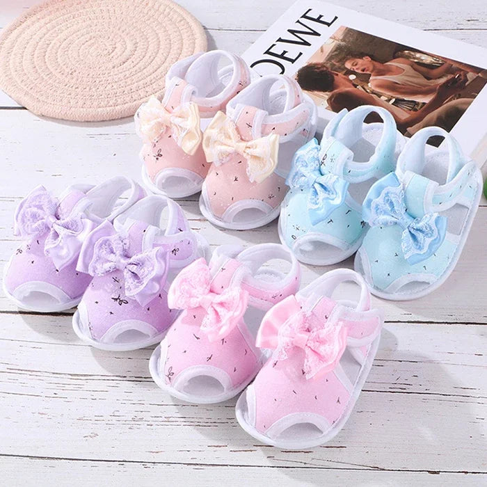 New Children Summer Clogs 0-18M Flower Newborn Infant Baby Girl Princess Bowknot Sandals Toddler Soft Crib Walkers Casual Shoes