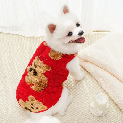 New XS-9XL Winter Puppy Clothes Cute Bear Pattern Dog Sweater Dog Vest Warm Fleece Pet Supplies Vest Pitbull New Year's Gift
