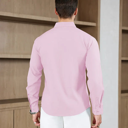 New Men's Business Casual Long Sleeved Solid Color Shirt Wrinkle Resistant Wrinkle Free Comfortable All Season Versatile Top