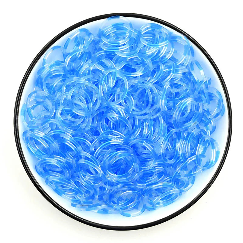 600Pcs New ColorTransparent  Fluorescence Glow Bracelets Making Supplies DIY Rubber Loom Bands Wrist Necklaces Child Party Toys