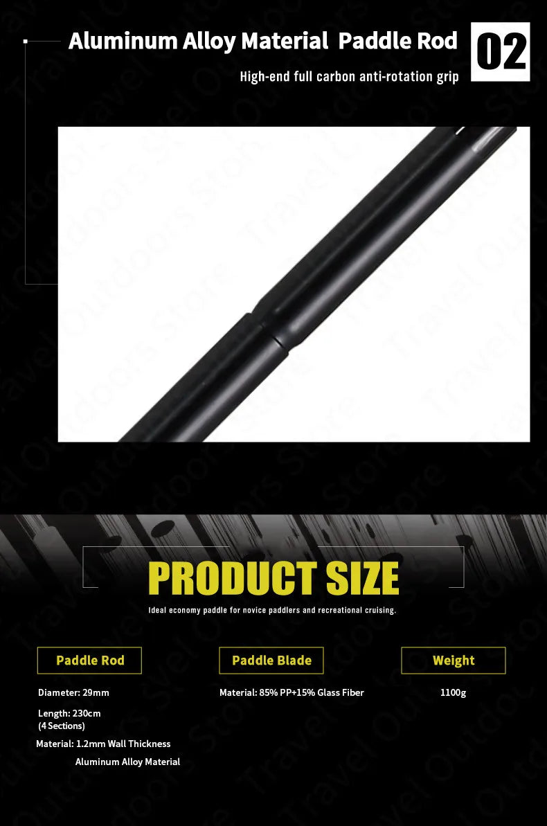 KP-1 Aluminum Alloy Canoeing Double Bladed Paddle 4-section Surf Board Rowing Oars Kayak Boat Parts 230cm Paddle