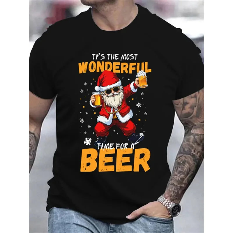 Christmas Tree Pattern T-Shirt For Men Funny Santa Claus 3D Printed Tees Summer Casual Short Sleeve O-Neck Tops Unisex T-Shirts