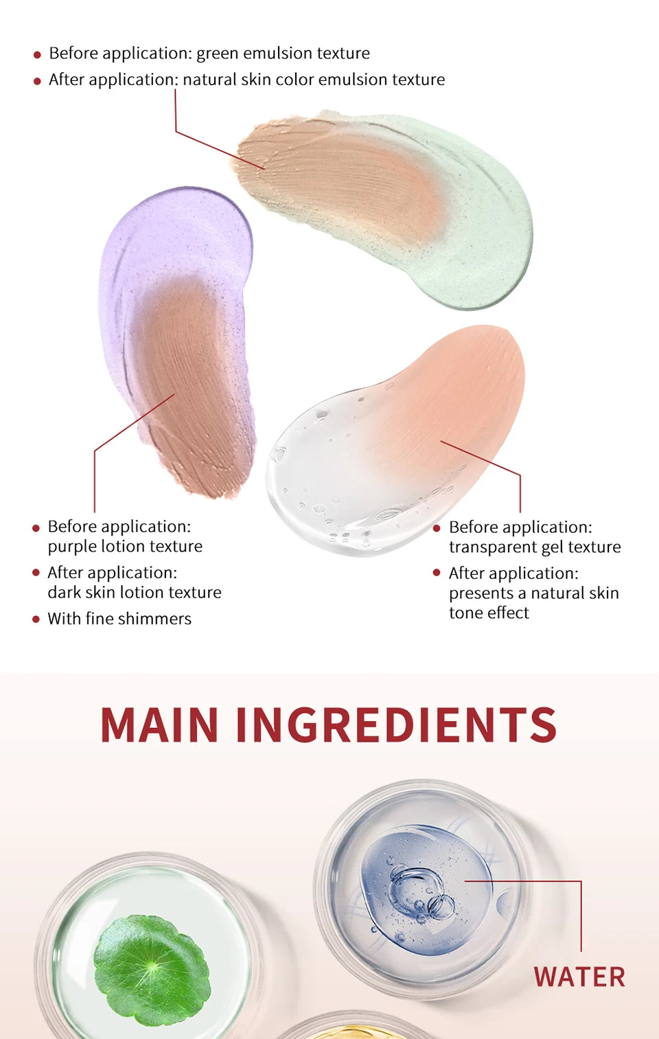 Correcting CC Cream Foundation Moisturizing Waterproof Even Skin Tone Base Makeup Lasting Conceal Pores CC Cream Primer Cosmetic