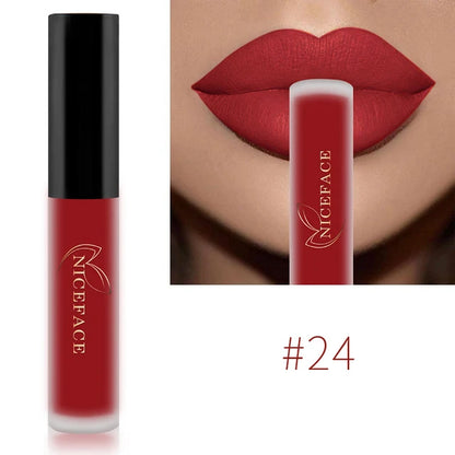 NICEFACE Nude Matte Liquid Lipsticks Waterproof Long Lasting Lip Gloss Sexy Red Velvet Lip Tint Women Makeup Cosmetics Batom