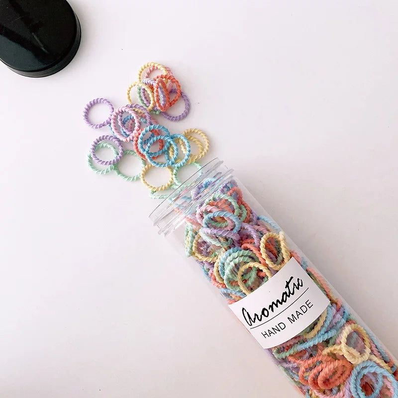 100 Piece/set Elastic Hair Bands Girls Baby Hair Accessories Child Hair Ring Head Rope Scrunchies Headwear Excluding Bottles