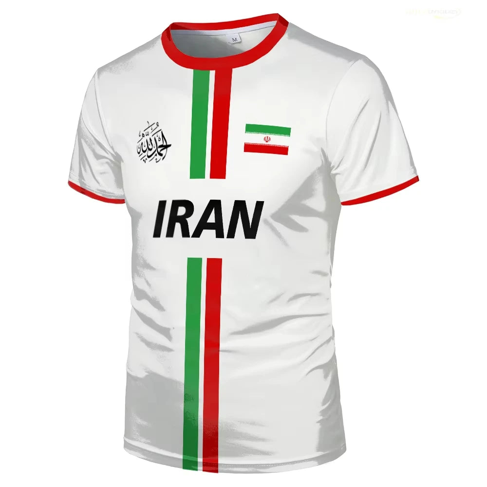 Summer New Iran Football Jersey Men's Surfing T-shirt Short Sleeve Tees Soccer Uniforms Casual Iranian Flag Graphic Sports Tops