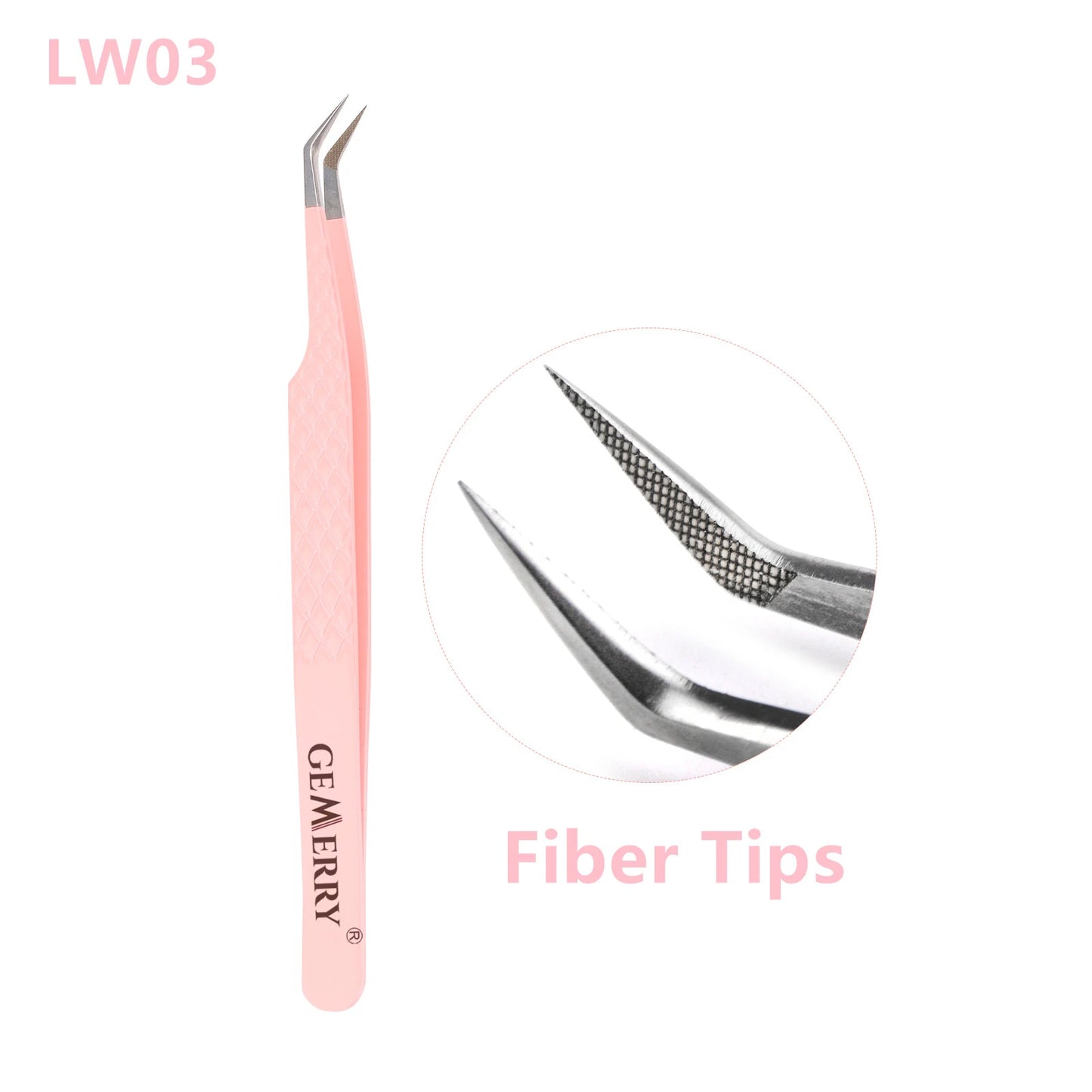 GEMERRY 1 Pcs Pink Gradient Angel Eyelash Tweezers Fiber Tips High Precision Professional Stainless Steel Tool