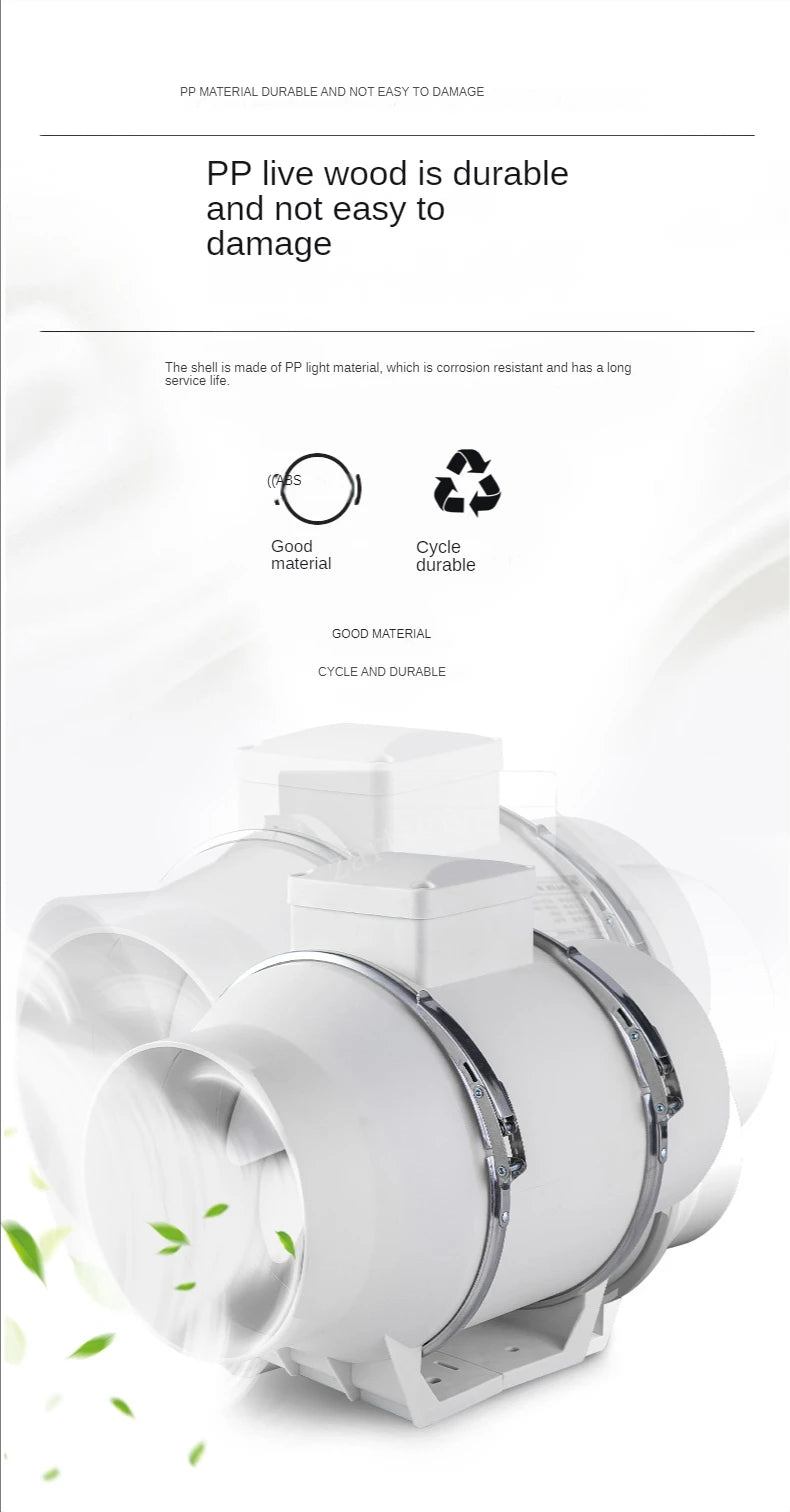 3/4/5/6Inch Industrial Exhaust Fan 220V Grow Silent Pipe Duct Bathroom Extractor Ventilation Kitchen Toilet Wall Air Ventilator