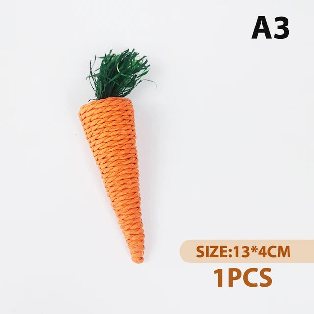 Hamster Rabbit Chew Toy Bite Grind Teeth Toys Corn Carrot Woven Balls for Tooth Cleaning Radish Molar Toys funny Pet Supplies