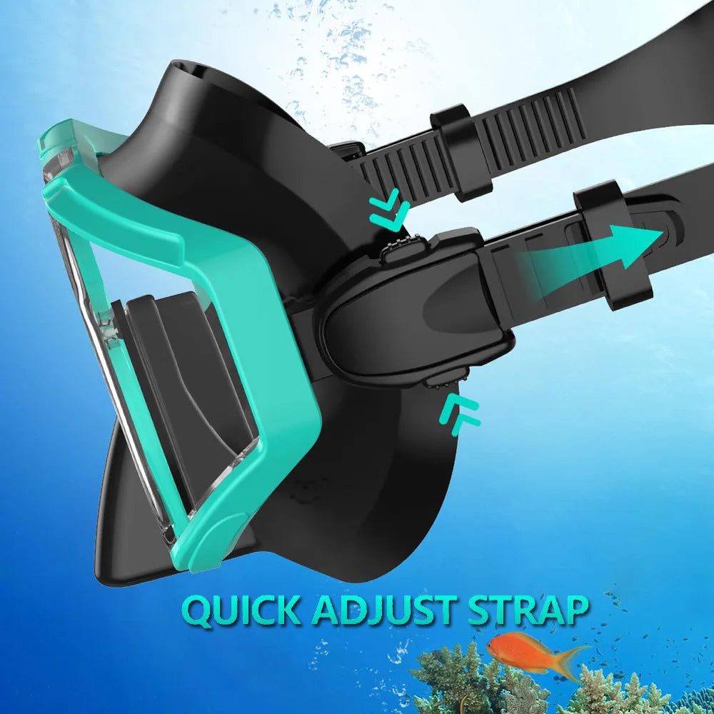 3 Windows Snorkel Mask Set Scuba Diving Swimming Goggles Panoramic Wide View HD Dry Top Anti-Leak Anti-Fog For Adults and Kids