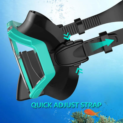 3 Windows Snorkel Mask Set Scuba Diving Swimming Goggles Panoramic Wide View HD Dry Top Anti-Leak Anti-Fog For Adults and Kids