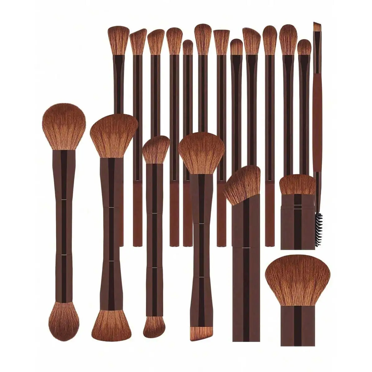 22pcs Makeup Brush Set Including 20pcs Professional Aluminum Tube Makeup Brushes, 2pcs Air Cushion Puffs For Daily Use
