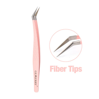 GEMERRY 1 Pcs Pink Gradient Angel Eyelash Tweezers Fiber Tips High Precision Professional Stainless Steel Tool