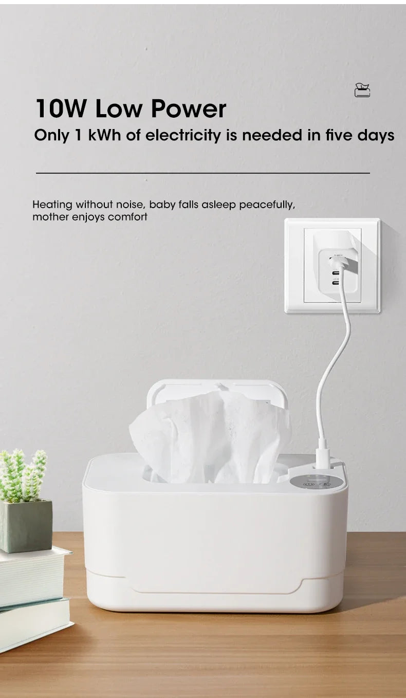 Baby Wet Wipe Heater Warmer with LED Display Wet Towel Dispenser Portable USB Baby Wipe Warmer Napkin Heating Box Home/Car