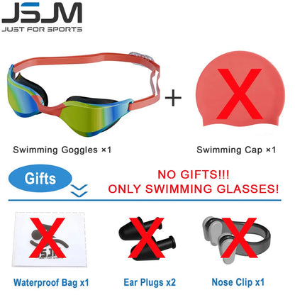 JSJM New Professional Swimming Goggles for Adults HD Anti-Fog Waterproof Silicone Swim Cap + Swim Glasses for Men & Women Gifts