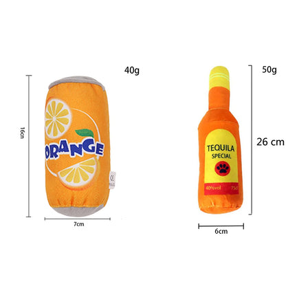 Interactive Dog Toys Champagne Wine Bottle Shape Pet Toy Plush Filled Vodka Toy Squeaky Bite-Resistant Pet Supplies Whisky