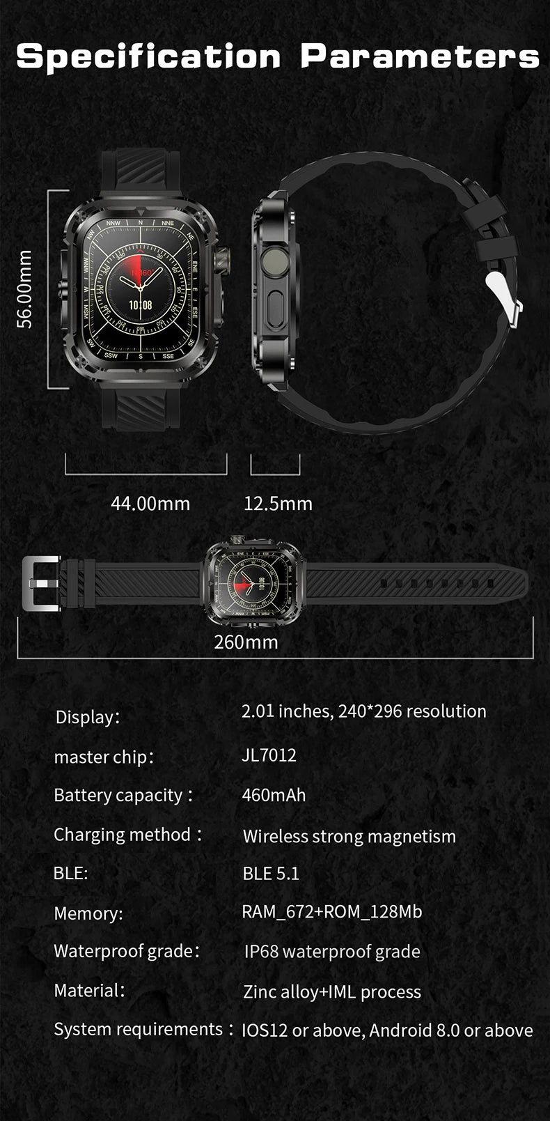 LIGE New 2.1" Ultra HD NFC Bluetooth Call Smart Watch Men Compass GPS Track 460mAH Battery Waterproof Watches For Android IOS