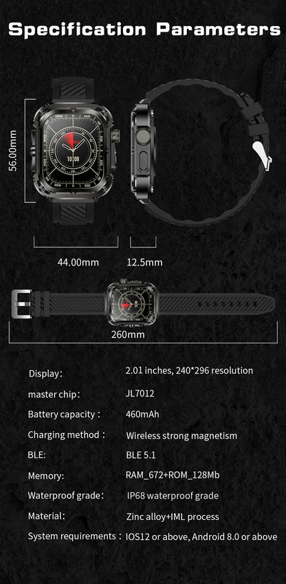 LIGE New 2.1" Ultra HD NFC Bluetooth Call Smart Watch Men Compass GPS Track 460mAH Battery Waterproof Watches For Android IOS