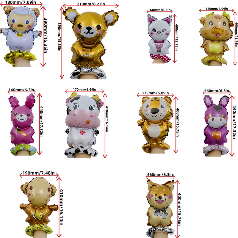10pcs Cute Animal Hand Wearing Balloons Bear Rabbit Sheep Cat Wrist Ballon Birthday Party Decoration Kids Toys Baby Shower