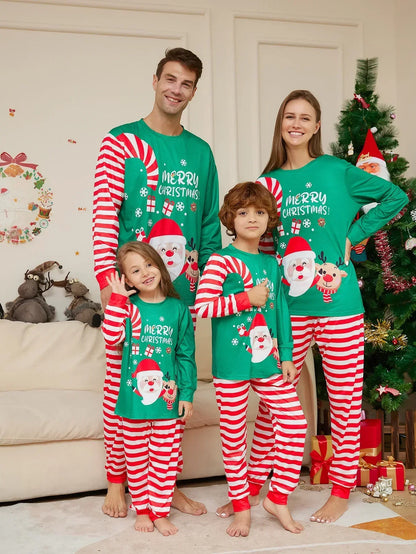 2026 Happy New Year's Clothes Gift Cartoon Family Cute Christmas Pajamas Set Mother Father Kids Matching Outfits Xmas Look Pjs