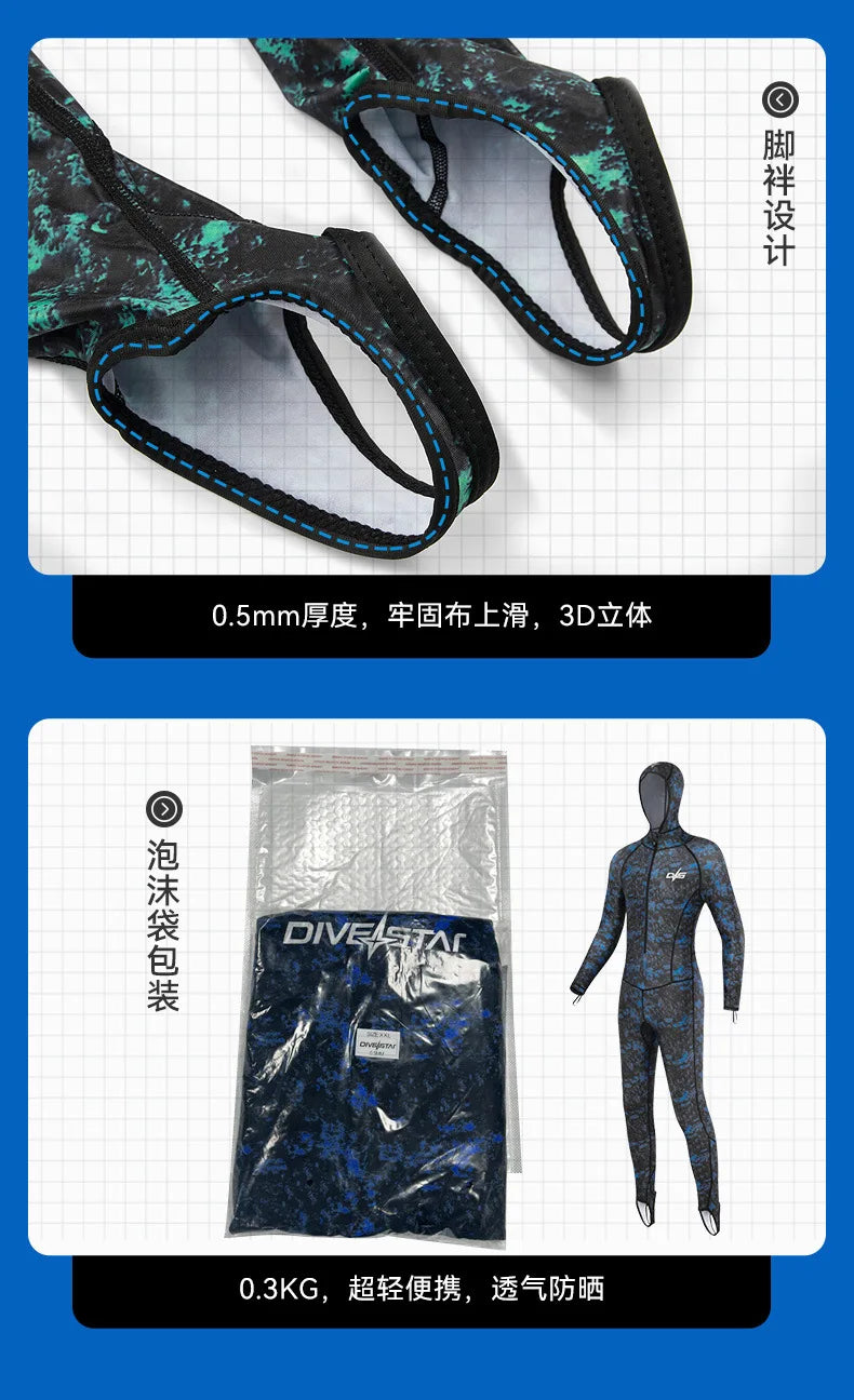 0.5MM Lycra Swimsuit Women Men Summer Suits Fishing Diving Surfing Snorkeling Kayaking Camouflage Adult Full Body