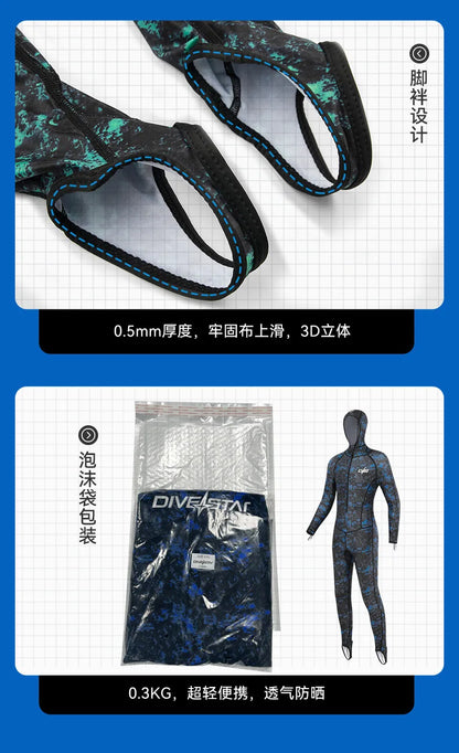 0.5MM Lycra Swimsuit Women Men Summer Suits Fishing Diving Surfing Snorkeling Kayaking Camouflage Adult Full Body