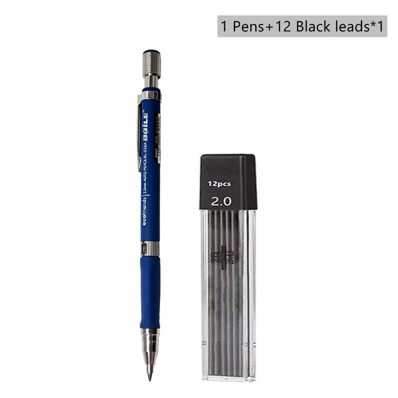 2.0mm Mechanical Pencil Black / Color Lead Refill 2B Sketching Pencil Art Sketch Painting Writing For School & Office Stationery