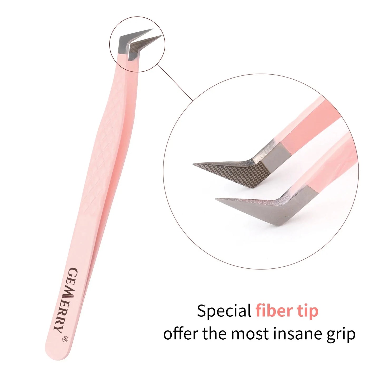 GEMERRY 1 Pcs Pink Gradient Angel Eyelash Tweezers Fiber Tips High Precision Professional Stainless Steel Tool