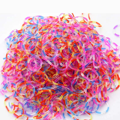 600Pcs New ColorTransparent  Fluorescence Glow Bracelets Making Supplies DIY Rubber Loom Bands Wrist Necklaces Child Party Toys